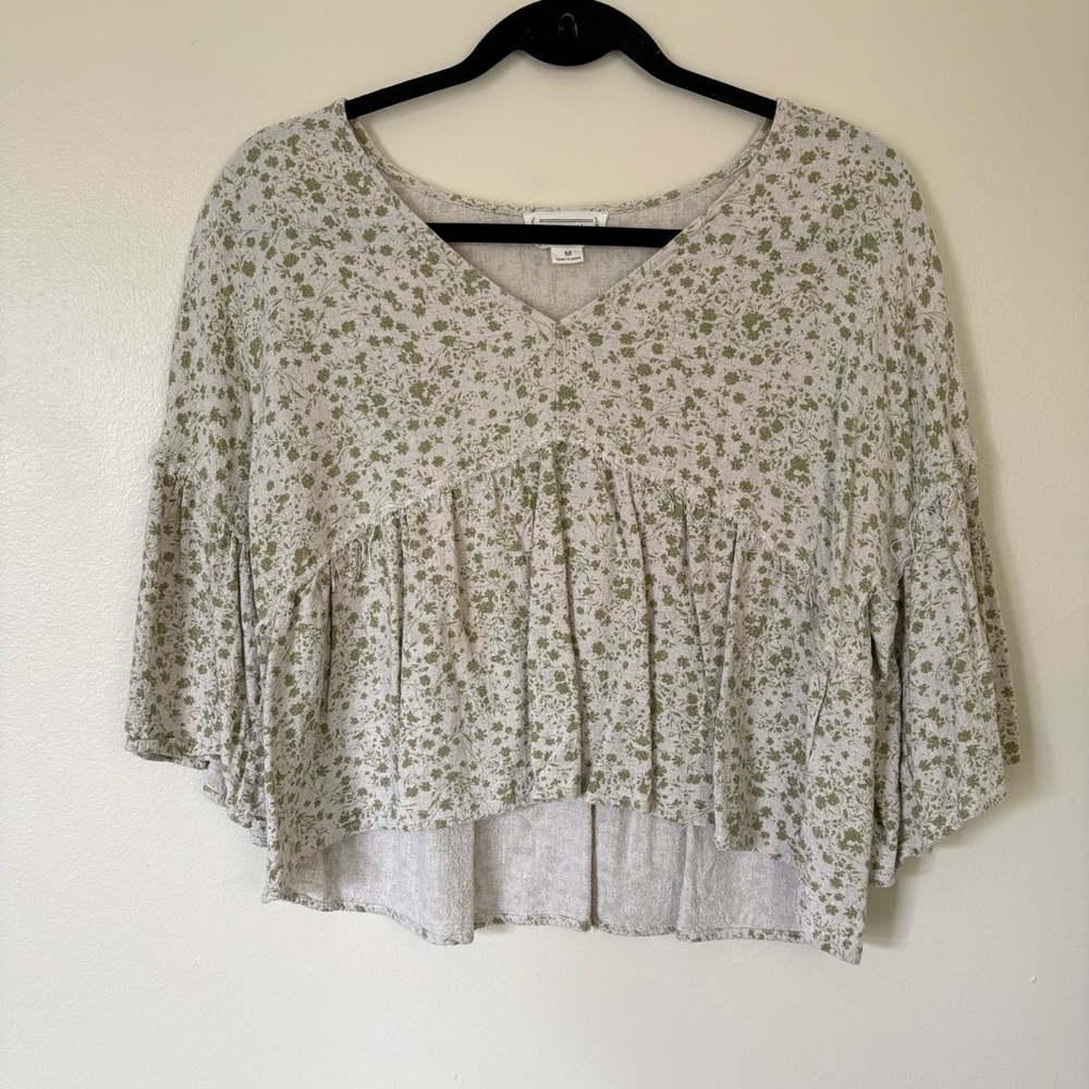 Love Riche Green Floral Blouse Size Medium